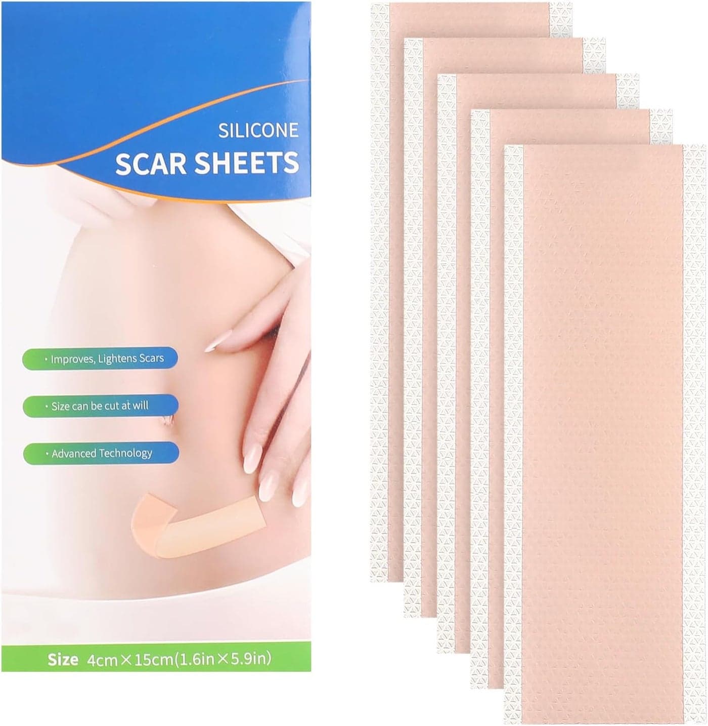 Silicone Scar Sheets 5Pcs Silicone Scar Tape 30 Painless Scars Removal Strips Reusable Gel Tapes Treatment Sheets for CSection Old New Scars