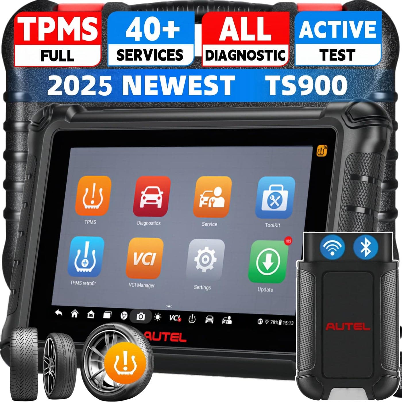 Autel Scanner MaxiTPMS TS900 TPMS Programming Tool 2025 LevelUp of MK808STS MK900 MX900 MK808S Same as MX900TS MK900TS Full TPMS Function 3000 Active Test 40 Service All System Diagnostic