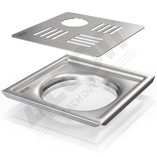 ALTON ALD1001, SS-304 Grade, 5x5 INCH Cut, Bathroom Grating Square Floor Drain Jali, Matte