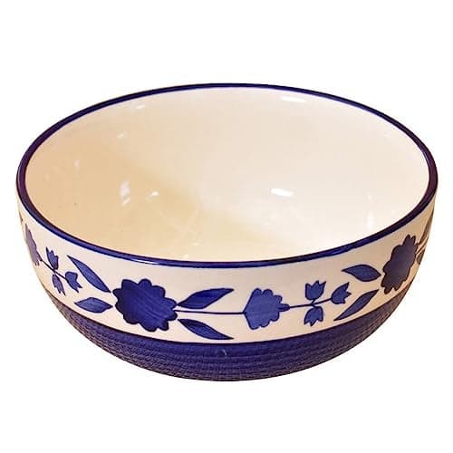 Kunhar Ceramic Serving Bowls (Blue Flower, 1500 ml) - 1 Piece