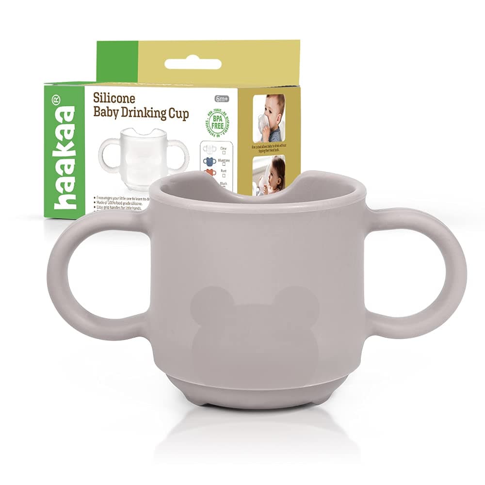 haakaa Silicone Toddler Cups, BPA Free Drop-Proof Training Open Cups for Baby 6 Months+, 5 Ounce (Suva Grey)