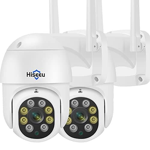 Hiseeu 3MP 360° Pan Tilt Camera WiFi Security Camera Outdoor Motion Tracking Floodlights Light Alarm,Color Night Vision,PC Mobile Remote View,Two-Way Audio Security
