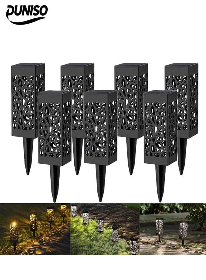 6 Pcs Solar Outdoor Lights, Solar Garden Lights,Waterproof Hollowed-Out Decor Lantern Light,LED Plastic Landscape Lights, Suitable for Courtyards, Parks, Gardens, Lawns, Warm Light,Black