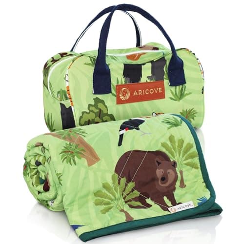 Aricove Weighted Blanket Kids, 7 lb, 40x60 inches, Small Twin Size, Soft Cotton, Machine Washable, Green/Jungle Animals