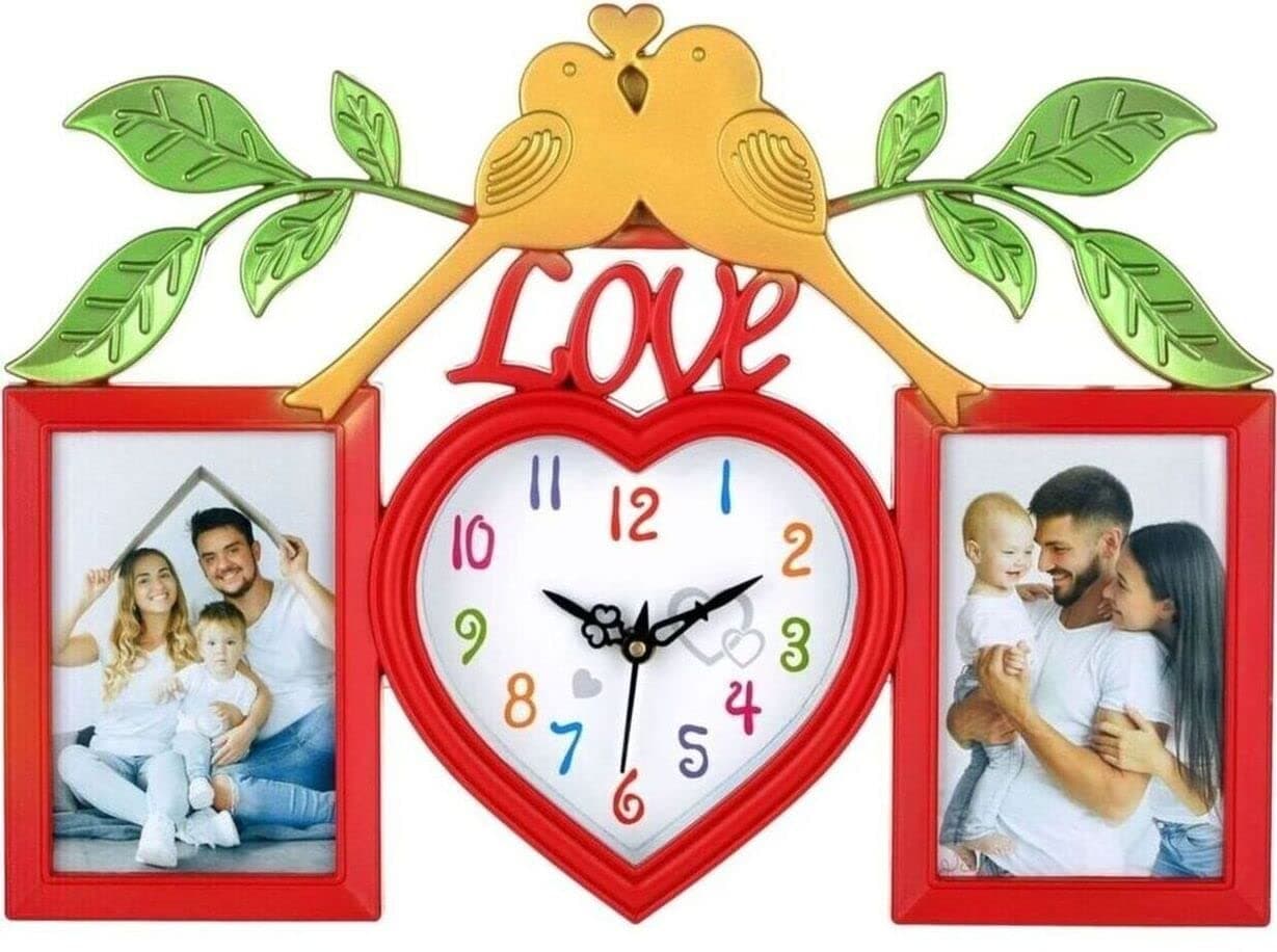 Harbour Analog Latest Stylish New Models Wall Clock with Photo Frames for Home Living Room Hall Bedroom Size Height 29 CM X Width 49 CM Home Decor Big Size Wall Clock 771R6