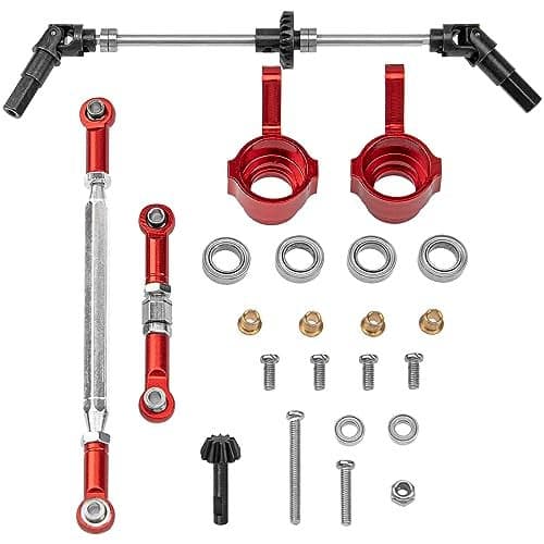 ShareGoo RC Metal Axle Gear Bridge Shaft Steering Cup Steering Rod Kit Compatible with MN D90 D91 MN99 MN99S FJ45 112 RC Car Spare Parts Single Front Axle
