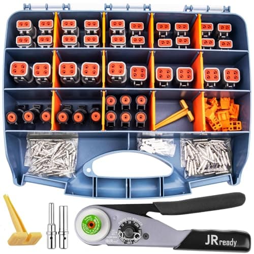 JRready ST6361 Deutsch Connector Kit 2 4 Way DTP Automotive Waterproof Connector DTHD 1 Pin Male Female Plug Connectors with Deutsch Crimp ToolSolid Contacts 1216 AWG for CarTruckBoats