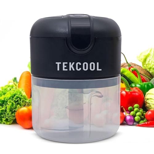 TEKCOOL Elite Rechargeable Mini Electric Chopper, Food Grade Bowl, Stainless Steel Blades, One Touch Operation, for Mincing Garlic, Ginger, Onion, Vegetable, Meat, Nuts, 250 Ml, Black