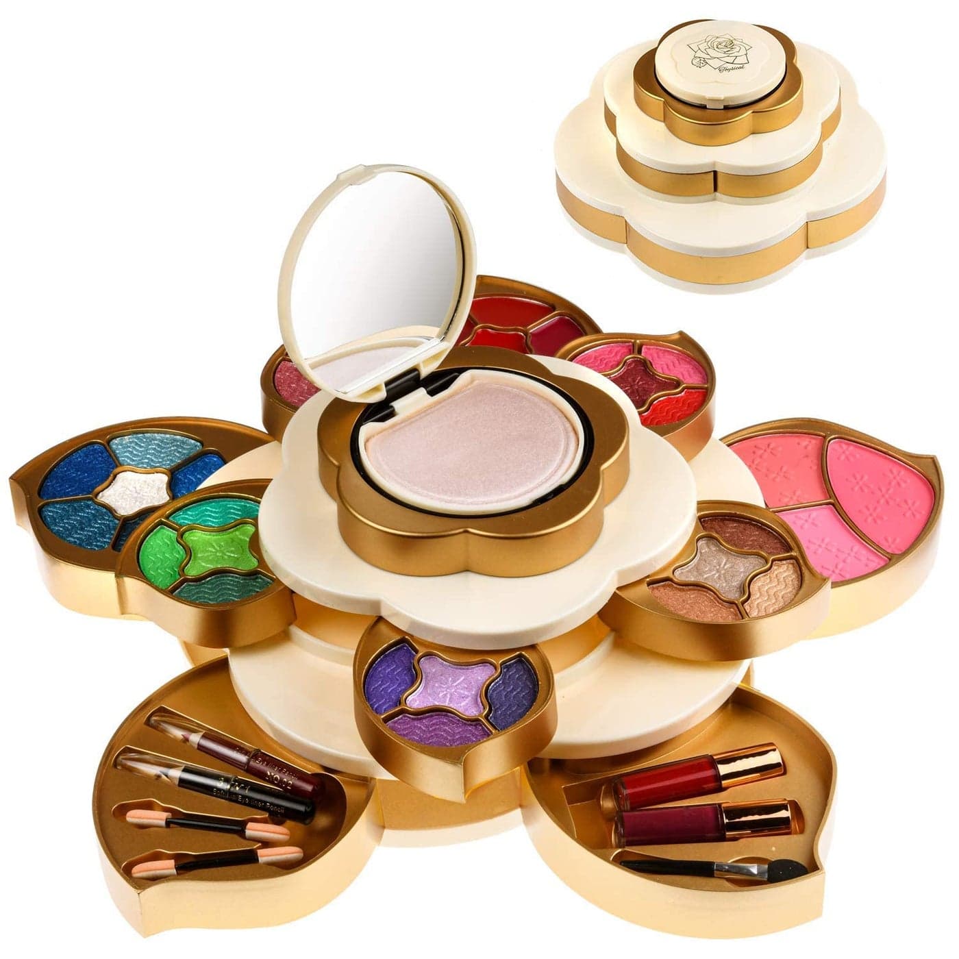 CoralBeau All In One Makeup Kit for Teens and Women Flower Makeup Set for Girls with Pigmented Eyeshadows Lip Creams Blushes Concealer and Mirror Full Starter Makeup Gift Set for Beginners