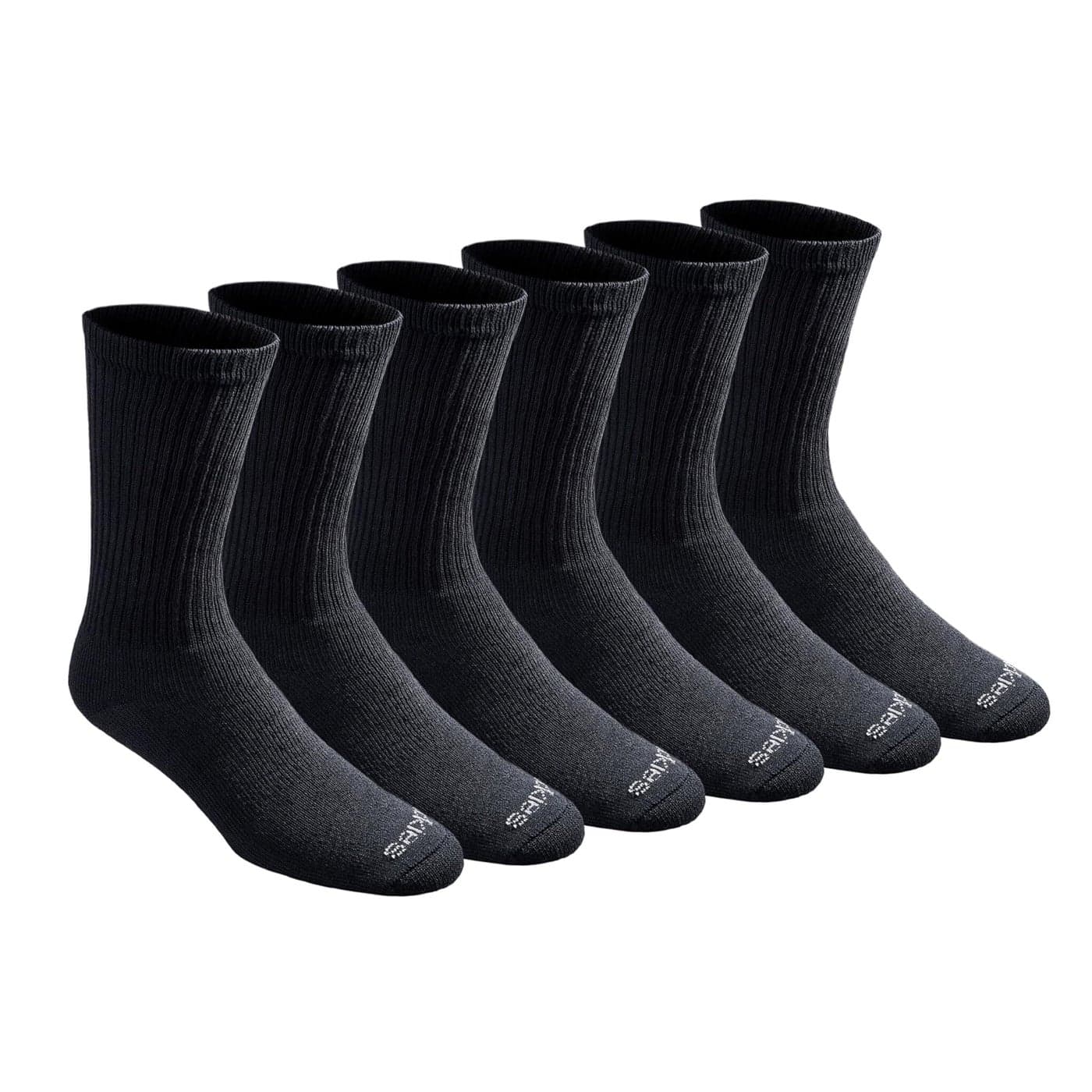 Dickies Mens DriTech Essential Moisture Control Crew Socks Multipack Solid Black 6 Pairs XXLarge