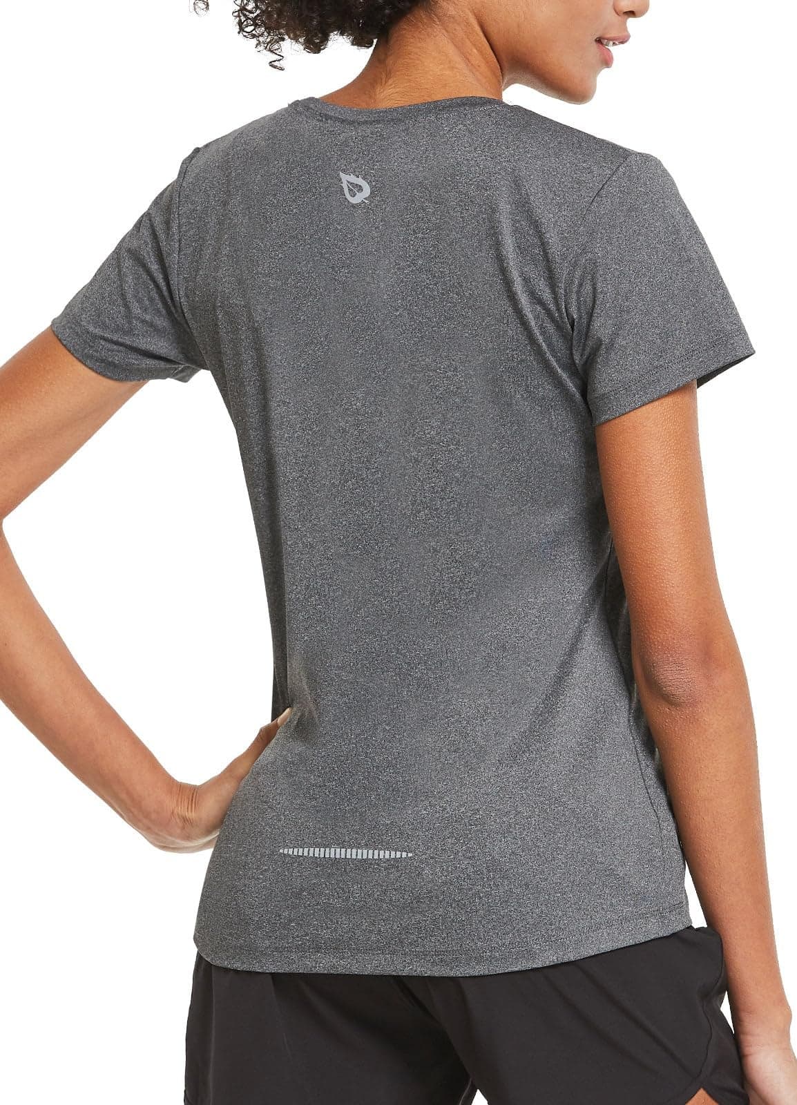 baleaf Women's Short Sleeve Running Workout Shirts Athletic Tops Lightweight Quick Dry Training Yoga Crewneck Heather Gray XL