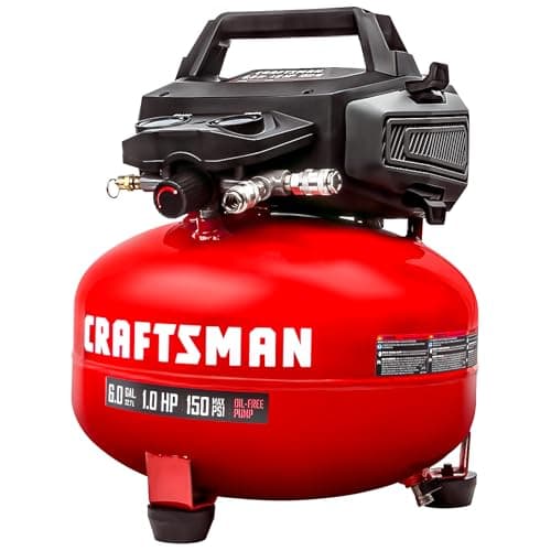 Craftsman Air Compressors 6 Gallon Portable Pancake Air Compressor,Oil Free Max 150 Psi 1.0HP 2.6 CFM@90PSI Electric Air Compressor Shop Air Compressor, CMXECXA02106410