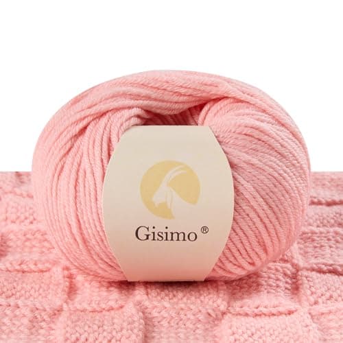 Gisimo 100 Merino Wool Yarn 6Ply Luxurious and Soft Yarn for Hand Knitting Crocheting 176 OZ50g 127 yds116 MetersBaby Pink 1 Ball
