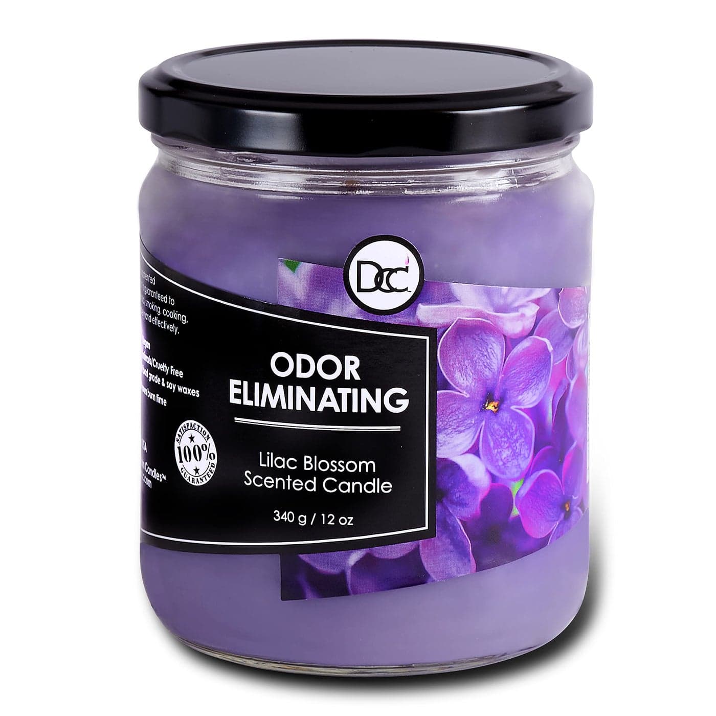 Lilac Blossom Odor Eliminating Highly Fragranced Candle Eliminates 95 of Pet Smoke Food and Other Smells Quickly Up to 80 Hour Burn time 12 Ounce Premium Soy Blend