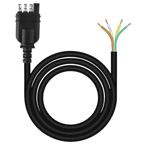 4 Pin Trailer Wiring Harness 3FT 18 AWG 4 Way Flat Trailer Wiring Extension Connector Harness Vehicle Side Trailer Side 4 Prong Trailer Light Plug Trailer Hitch Wire Extension