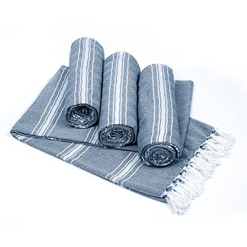 Belizzi Home Turkish Beach Towel Large Beach Towels Oversized 4 Pack Soft Durable Compact Lightweight Quick Dry Sand Free Bath Pool Towel Set for Beach Gifts Clearance Vacation Travel Navy Blue