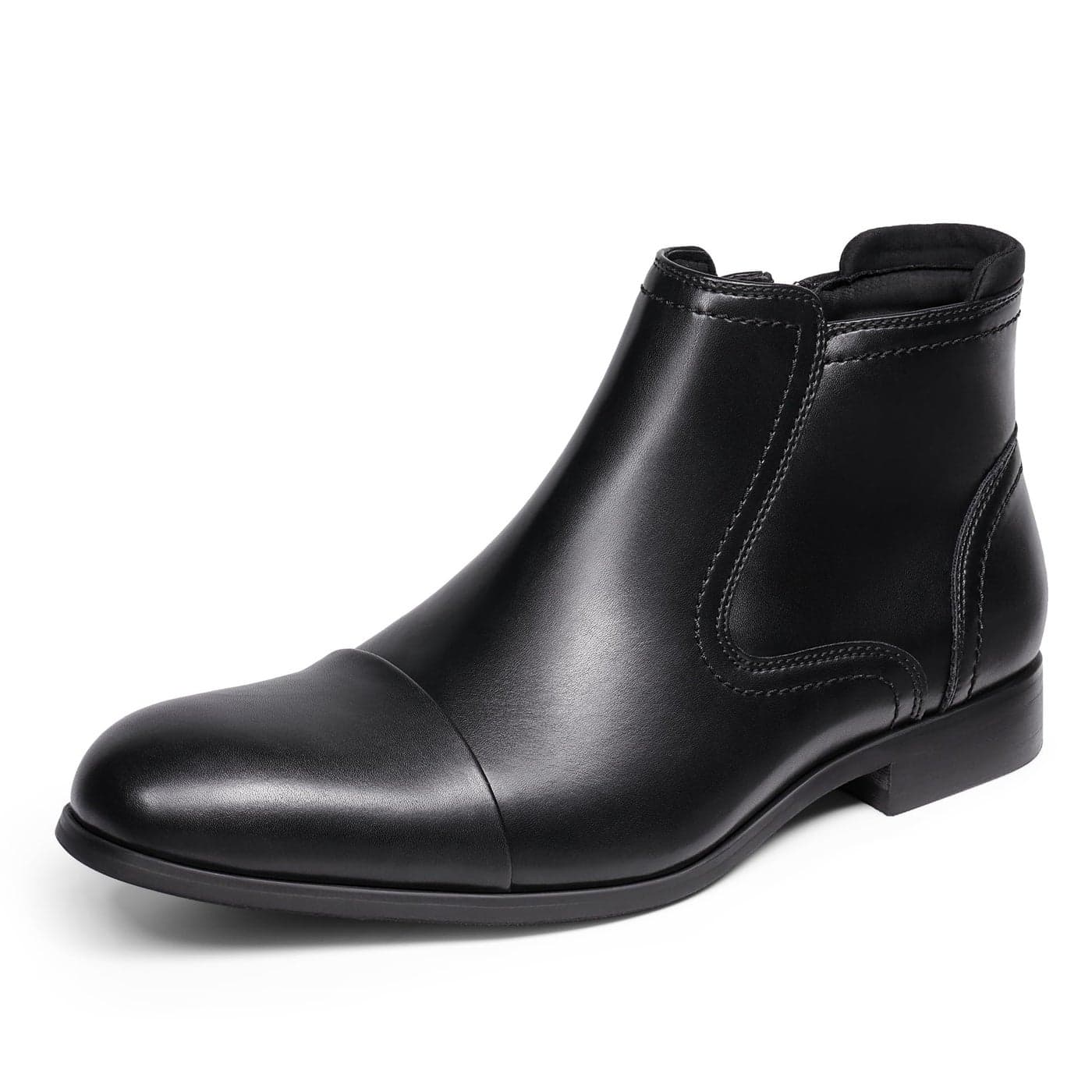 KELLY11 Black Chelsea Ankle Boots with Zipper Mens Leather Dress Boots Size 105