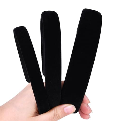 Etercycle Black Headband 3 Different Width Thick Headbands for Women Velvet Sponge Hairband Soft Vintage Hair Bands Padded Head Bands Hair Accessories