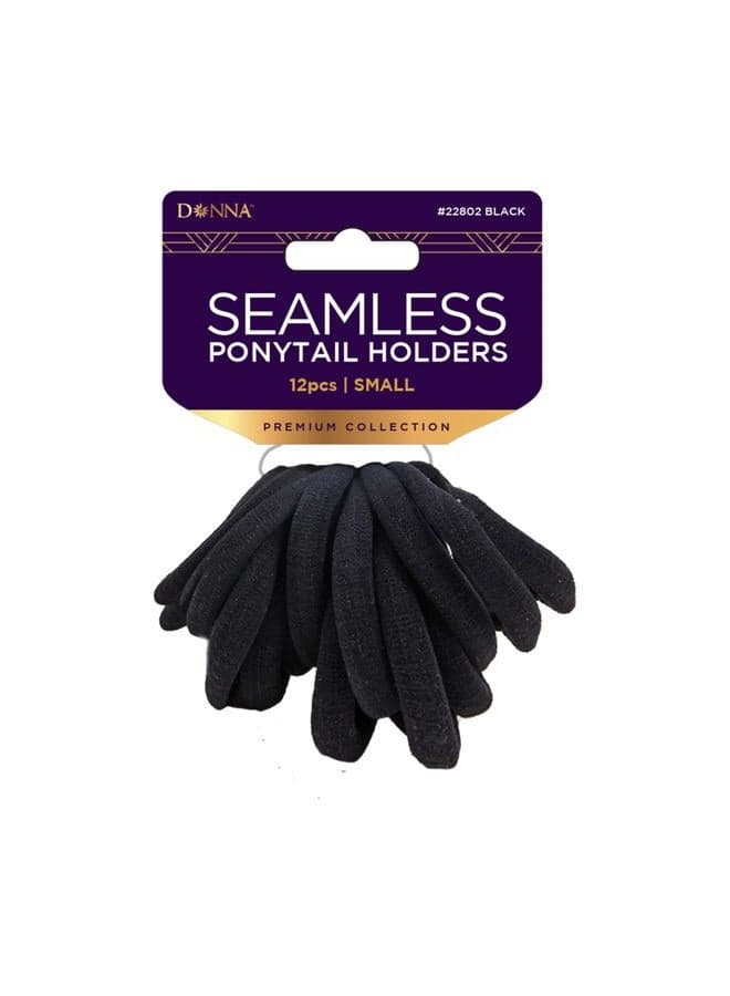 Donna Seamless Ponytail Holders 12pc, Small Ponytail Holders Soft Ponytail Holders No Metal Ponytail Holders Black 3Pack