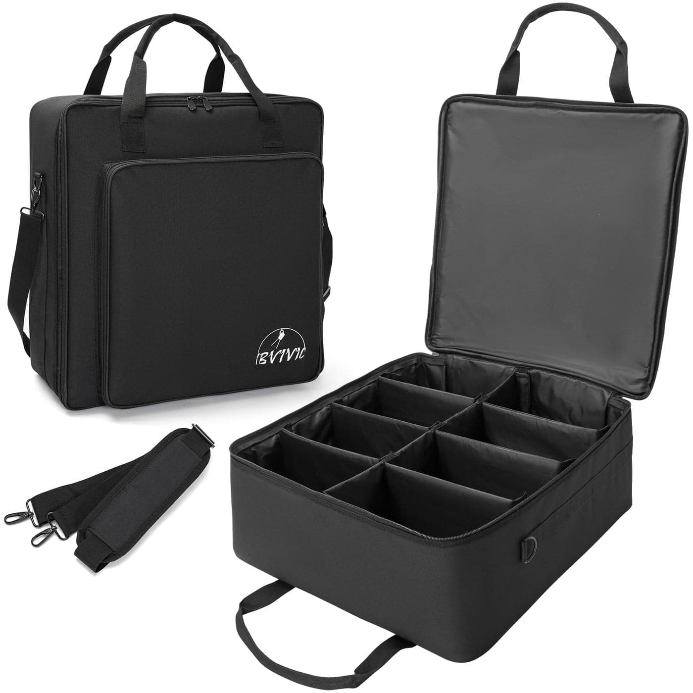 IBVIVIC 8 Par Spotlight Bag Stage Lighting Storage Bag 516 Padded 8 Par Lights Bag with Dividers Handle Strap Black
