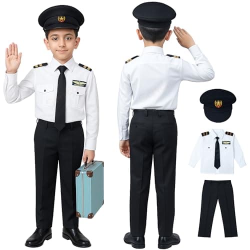 Sarvda Pilot Dress For Kids | Community Helper & Career Role Play Costume For Fancy Dress | Costume For School Events | Costume For Kids Captain Pilot Uniform | Career Day Dress Up Airline Costume