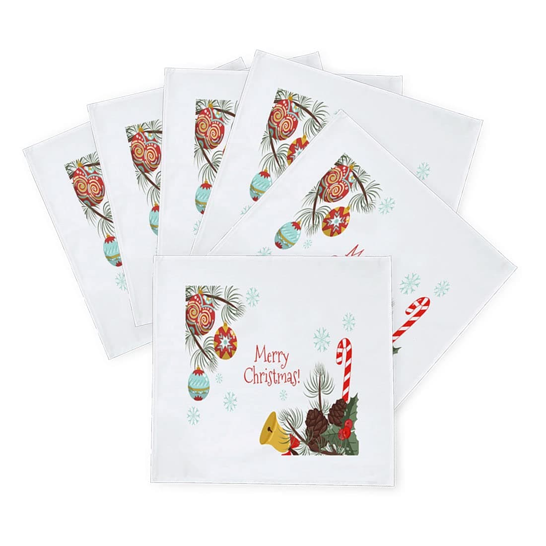 Kesri Gifts Christmas Gift Theme Tafta Silk Table Napkins 6 Pcs 10x 10 for Xmas Decoration Christmas OrnamentsChristmas Giftxmn21416