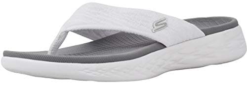 Skechers Women's On-The-Go 600-Sunny Flip-Flop, White, 9 M US