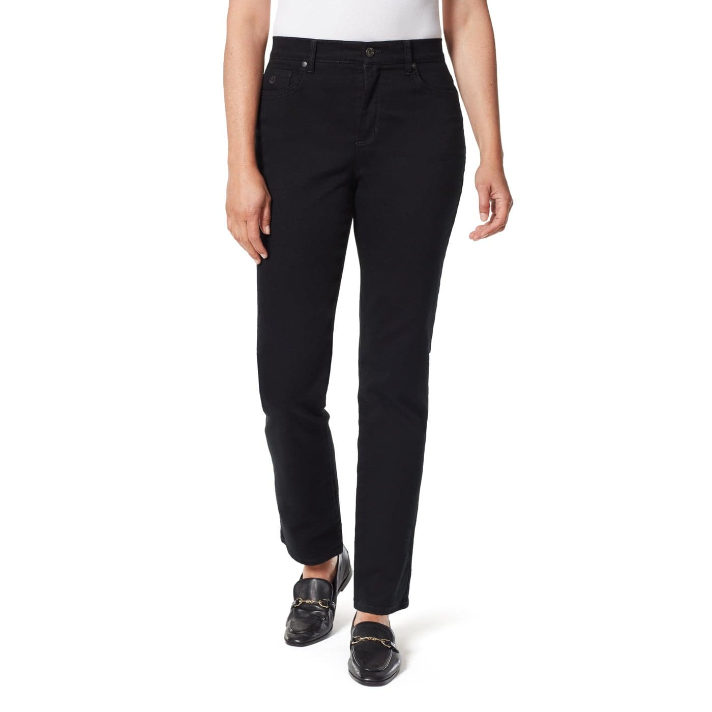 Gloria Vanderbilt Womens Amanda Classic High Rise Tapered Jean Standard Black 4 Long