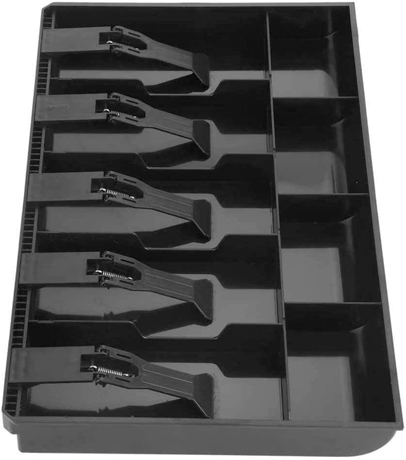 Crevizon Cash & Coin Trey Metal Cash Drawer organizer tray5 Bills 4 Coins for Petty Cash Money Storage Box -Black
