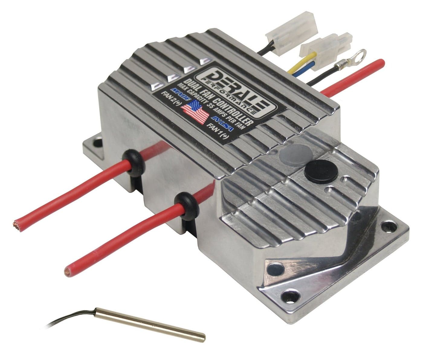 Derale 16788 High Amperage Dual Fan Controller Push In Probe Black
