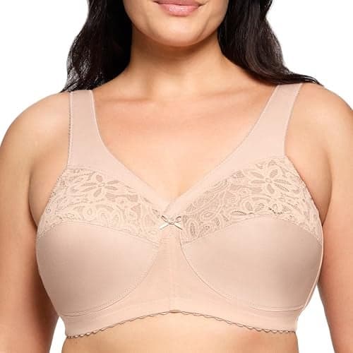 Glamorise Full Figure Plus Size MagicLift Cotton Support Bra Wirefree #1001 Café