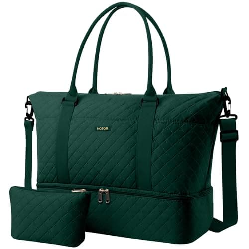 HOTOR Travel Duffel Bag Weekender Bags for Women Gym Tote Bags with Shoe Compartment Carry On Overnight Bag with Toiletry Bag for Travel Essentials Travel Accessories Dark Green 13417379