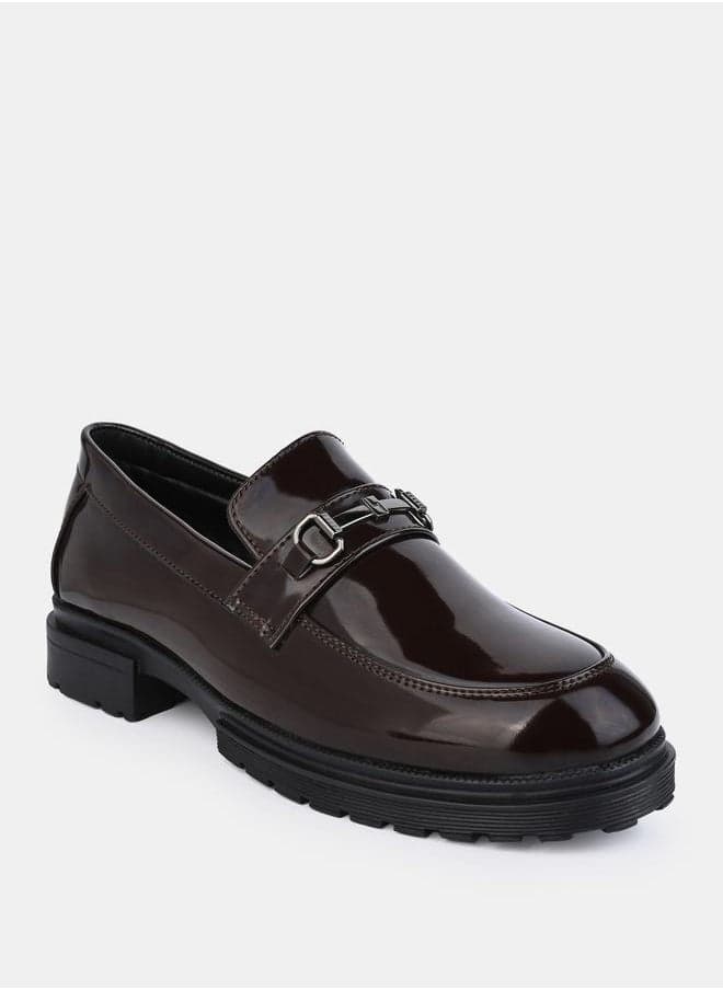 Metal Horse Buckle Detail Chunky Loafers