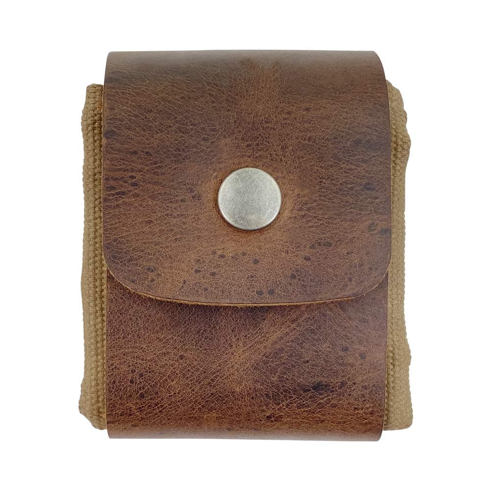 Hide & Drink, Foraging Pouch (Collapsible) for Hiking, Treasures & Seashells Bag, Easy Looping Around Belts, Grocery Storage, Waxed Canvas, Handmade, Fatigue