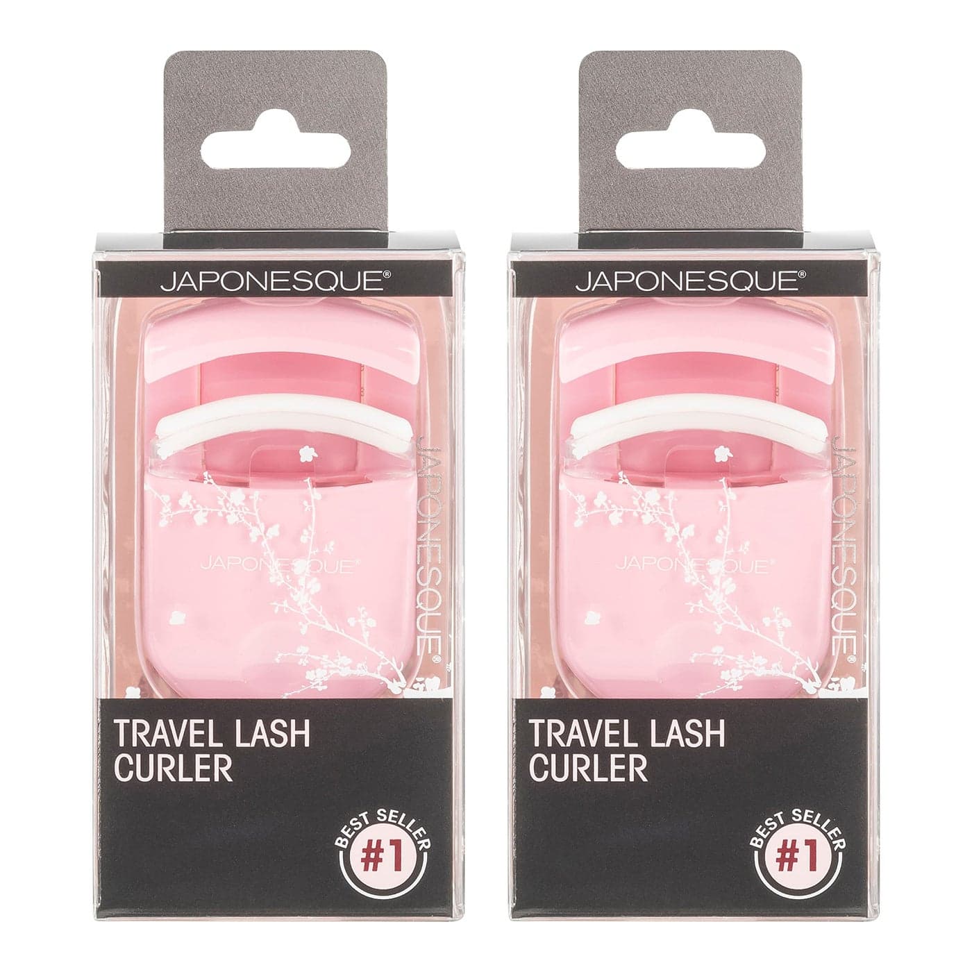 JAPONESQUE Travel Eyelash Curler Pink Pack of 2 Plastic Eyelash Curlers for Travel Makeup Comes with Bonus Replacement Lash Pad 2 Pack