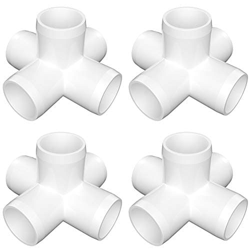 letsFix 1" PVC Fittings 5 Way (4-Pack) Furniture Grade, Elbow Connector, Heavy Duty for DIY Furniture, Frames, UV Resistant - Compatible with 1" Schedule 40 PVC Pipes