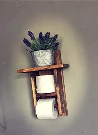 VM DECOR Wooden Toilet Paper Holder in Bathroom Toilet Paper roll Holder 1 Toilet Paper roll Hanger Wooden Brown Wall Toilet Roll Holder Rustic Solid Wood Paper Holder
