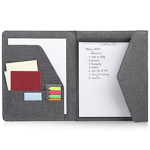 Paper Junkie Binder Organizer - 10 x 12.5 in, Gray Polyester - Resume Portfolio Folder - Zipper Binder Business Card Pockets