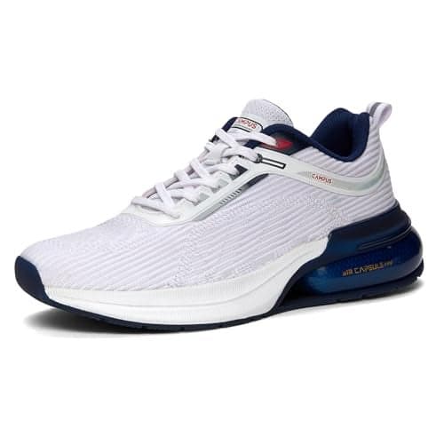 Campus Men's Canva Running Shoes WHT/Navy - 9UK/India