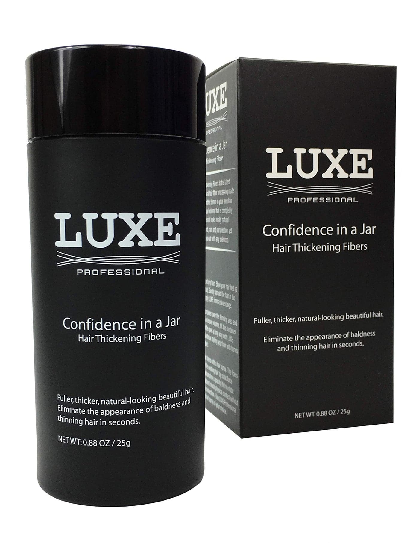 LUXE Hair Building Fibers Thickening Fibers CONFIDENCE IN A JAR 2 Months Supply Hypoallergenic Dermatologist Tested Multiple Colors Available Light Brown