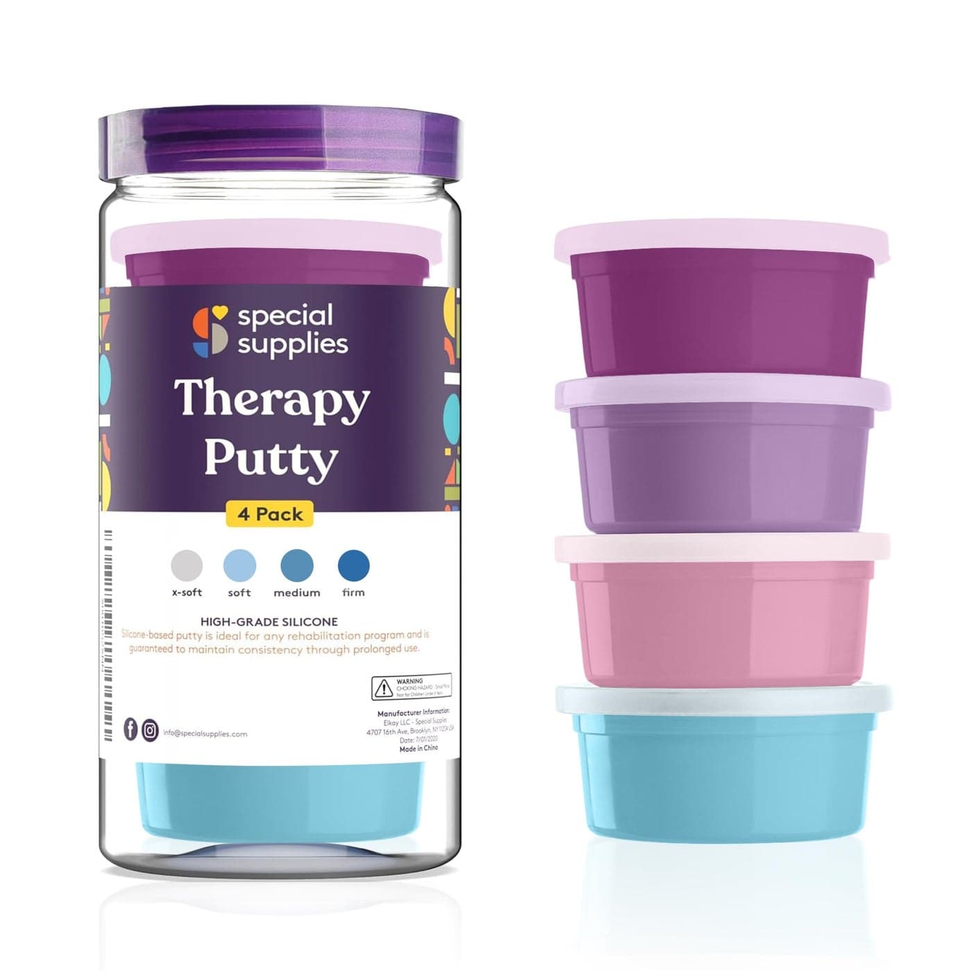 Special Supplies Therapy Putty for Teens and Adults Resistive Hand Exercise Stress Relief Therapy Putty Kit Set of 4 Strengths Three Ounces of Each Putty Unicorn Colors