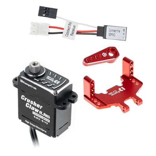 RampCrab Steering Servo 115KG for SCX24 AX24Steel Gear Water Proof Come with Servo Mount Servo Horn for RC Crawler Car Model Upgrades Parts Axial AX24 SCX24 Upgrade Parts Red Horn