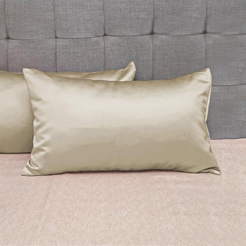 SleepyCat Satin Fabric Pillow Case with Envelope Closure - Pack of 2 | Wrinkle Free | Machine Washable, Dusk Pearl (King Size, 32x20 Inches)