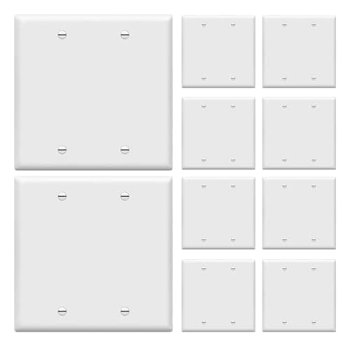 ENERLITES Blank Device Wall Plate, Gloss Finish, Standard Size 2-Gang 4.50" x 4.57", Polycarbonate Thermoplastic, 8802-W-10PCS, White (10 Pack)