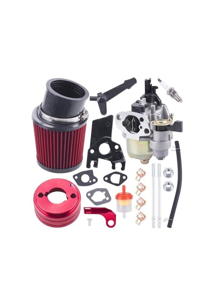 MRELC High Performance Upgraded Carburetor Air Filter adapter Intake Spark Plug Kit fit for Predator 212cc 65 Hp Honda Gx160 Gx200 196cc Coleman CT200U Trail CT100U Mini Bike Go Kart RacingRed