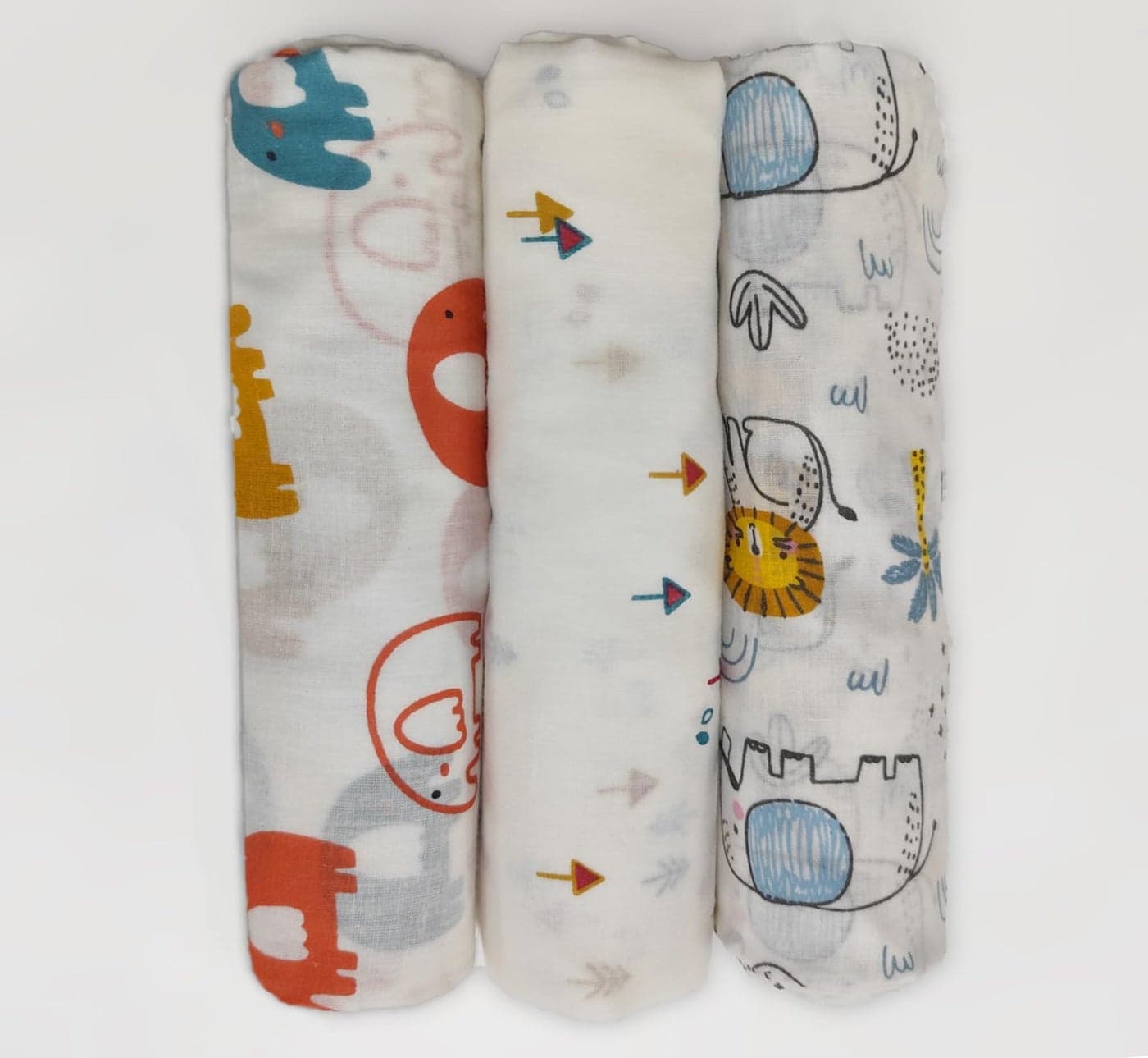 Trance Home Linen Super Ultra Soft 100% Cotton Malmal Baby Swaddle Cloth | Baby Wrap for New Born Babies | Skin Frindelly Soft Baby Towel |New Born Swaddles-(100x100 Cm, Peeples & Pine,Pack of 3)