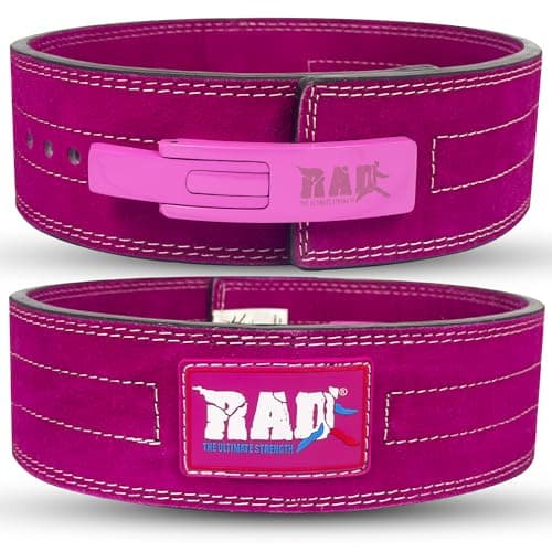 RAD Lever Weight Lifting Gym Belt for Men & Women, Size 35 Inches, Pink, Leather, 4 Inch Width, 10MM Thickness, Powerlifting & Weightlifting
