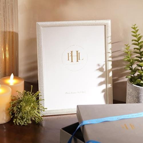 PURE HOME + LIVING Silver Plated Ribbed Metal Photo Frame, Tabletop Silver Plated Photo Frame With Metel Finish Picture Frames Home & Wall Decoration (8X10 Inches,Pack Of 1)