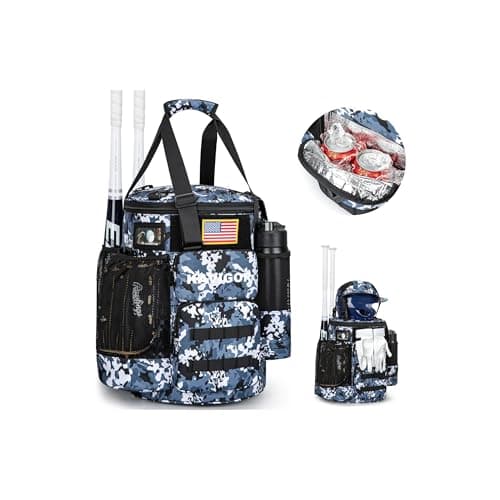 KAVIGOR Baseball Bucket Bag, Softball Coaches Bag with Padded Seat, Bucket Cover with Insulated Pocket and Hidden Helmet Holder
