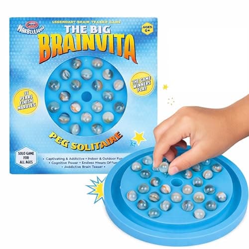 LAALIYA Brainvita Peg Solitaire Board Game – Classic Marble Puzzle with 33 Pearl Finish Marbles | Mind Challenge Strategy Game for Kids & Adults | Single Player Brain Teaser Toy for Ages 5+